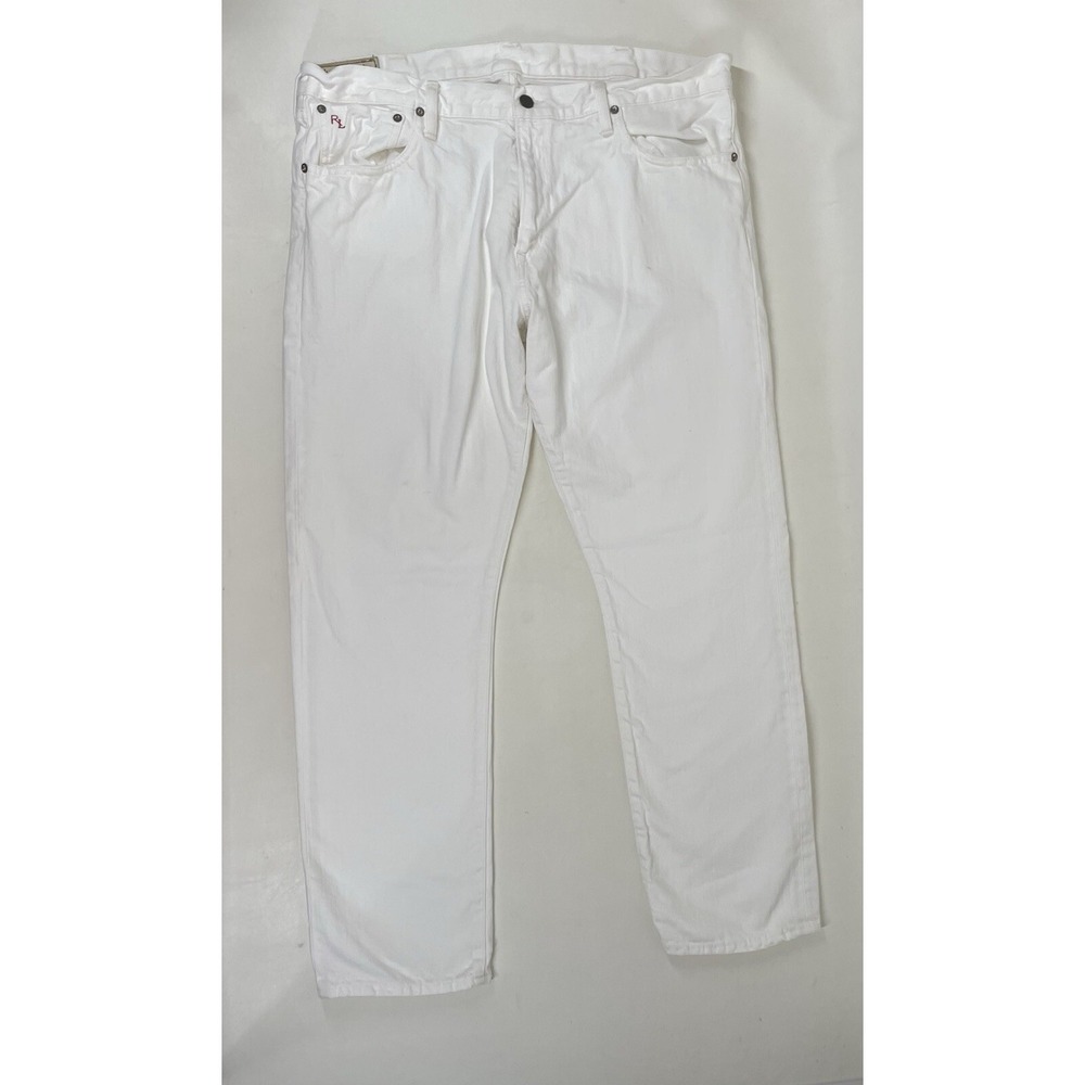 Polo Ralph Lauren Hampton Straight Selvedge Denim Jeans Mens 38x32 White